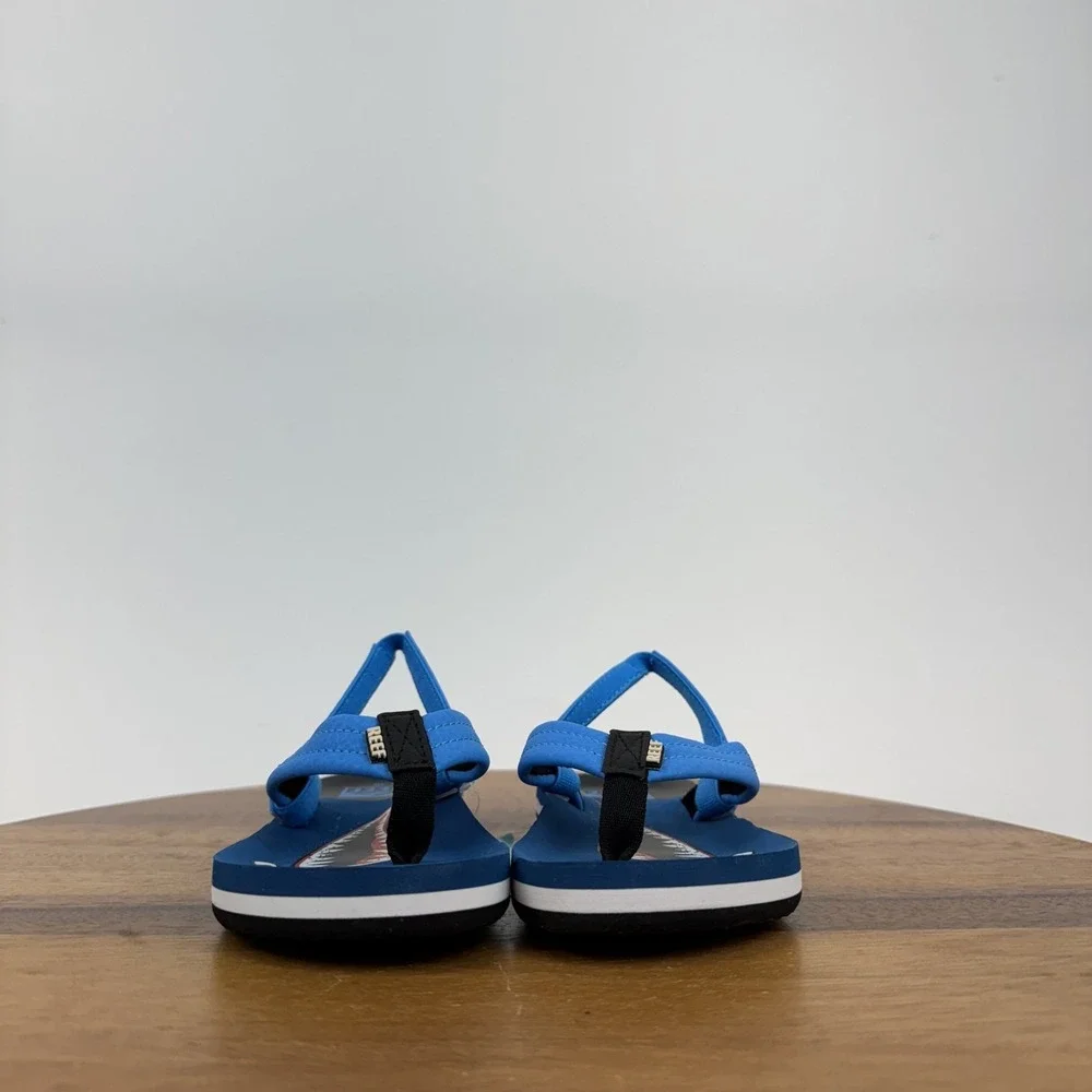 New Little Kids Reef Little Ahi Slip On Water Flip Flops Blue Shark Size 10 C‎